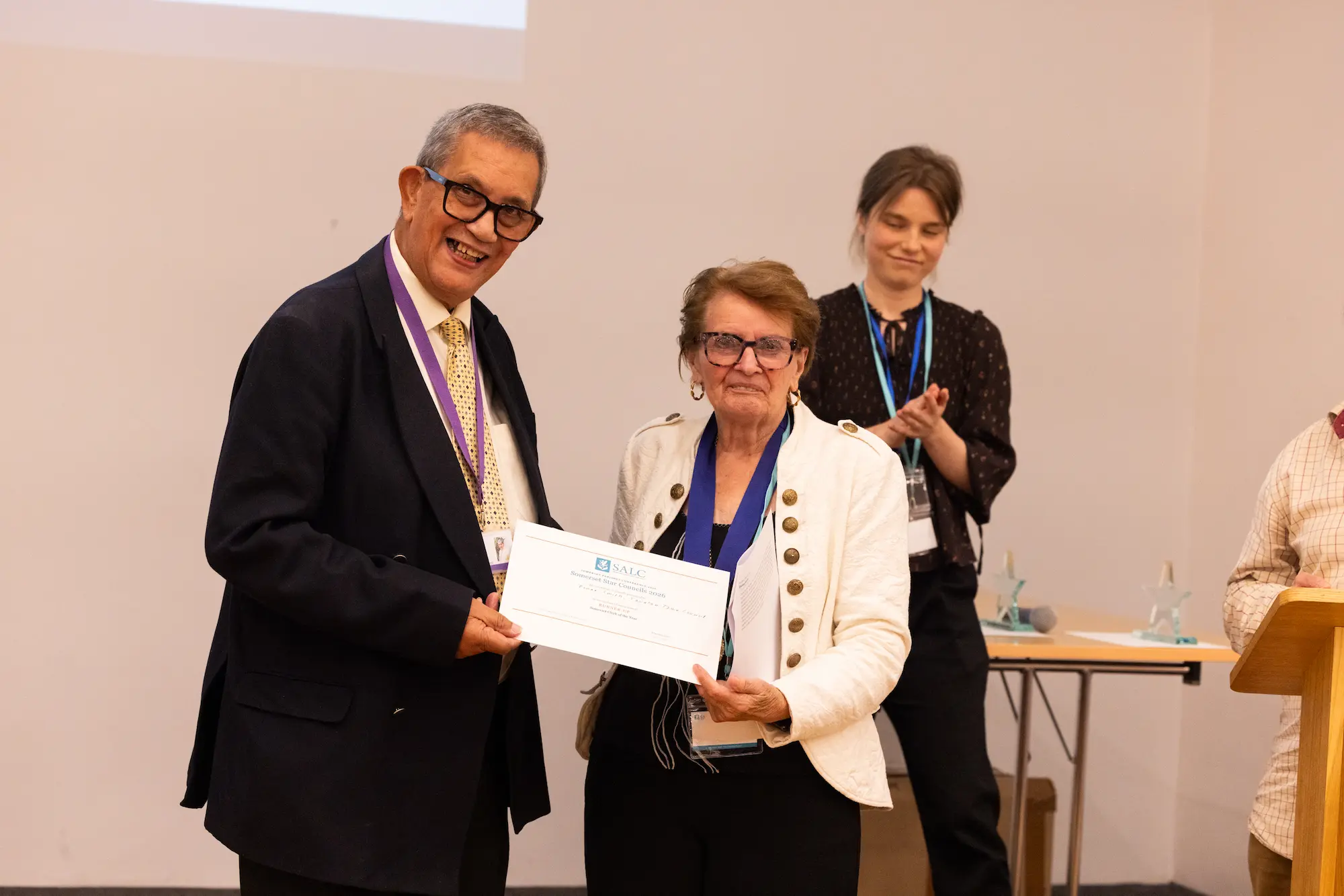Runner-up certificate collected on behalf of Donna Smith