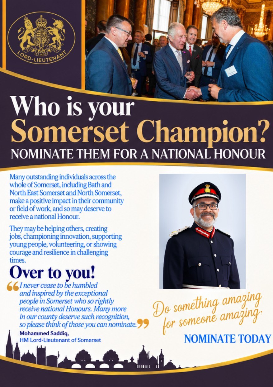 Who is your Somerset Champion? Nominate them for a national Honour